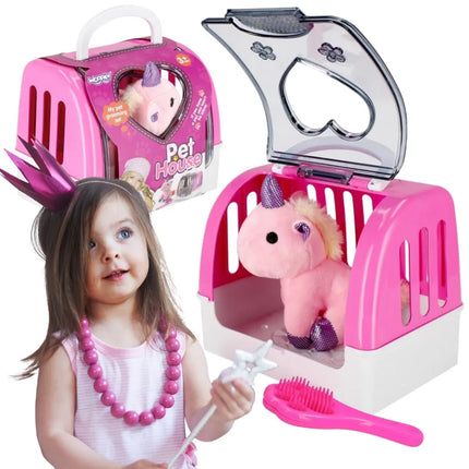 Woopie „Pet House“ nešiojamas namelis su pliušiniu vienaragiu