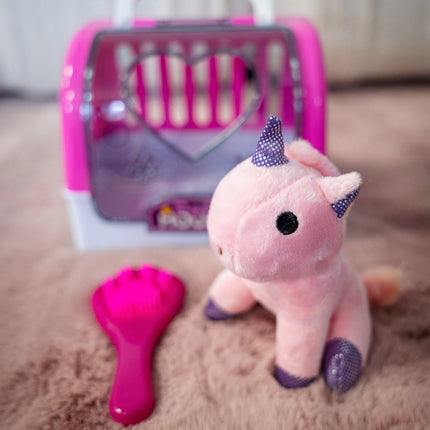 Woopie „Pet House“ nešiojamas namelis su pliušiniu vienaragiu