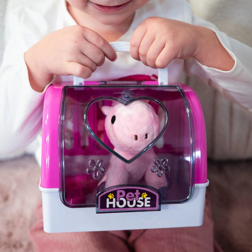 Woopie „Pet House“ nešiojamas namelis su pliušiniu vienaragiu
