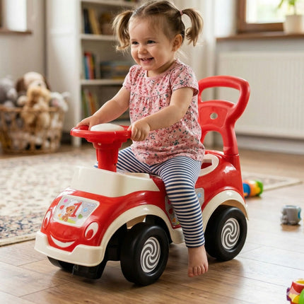 Woopie raudona 4in1 važiuoklė su rūšiuokliu ir daiktadėže