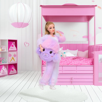 Woopie ROYAL lėlė Emi – 29 cm lėlė su pūkuotu violetiniu kostiumu