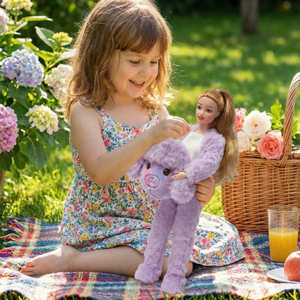 Woopie ROYAL lėlė Emi – 29 cm lėlė su pūkuotu violetiniu kostiumu