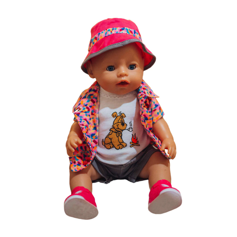 WOOPIE „Royal“ lėlės drabužių rinkinys – spalvinga striukė ir kepurė (43–46 cm lėlėms)