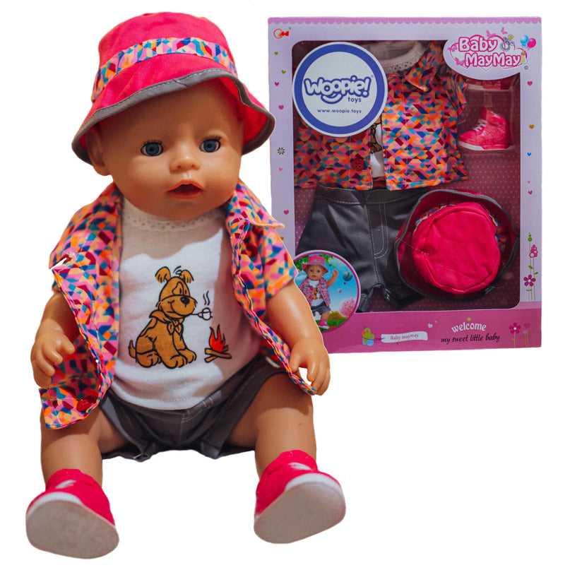 WOOPIE „Royal“ lėlės drabužių rinkinys – spalvinga striukė ir kepurė (43–46 cm lėlėms)