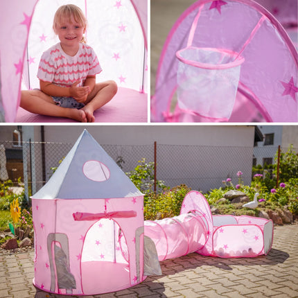 Woopie rožinis 3in1 žaidimų rinkinys – pilies palapinė