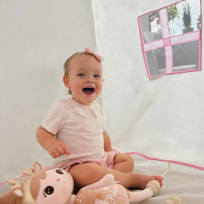 Woopie rožinis namelis–palapinė