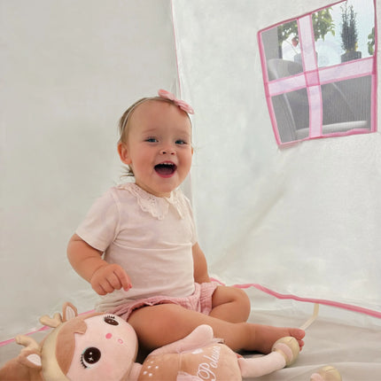 WOOPIE rožinis pasakų namelis–palapinė vaikams, 3+