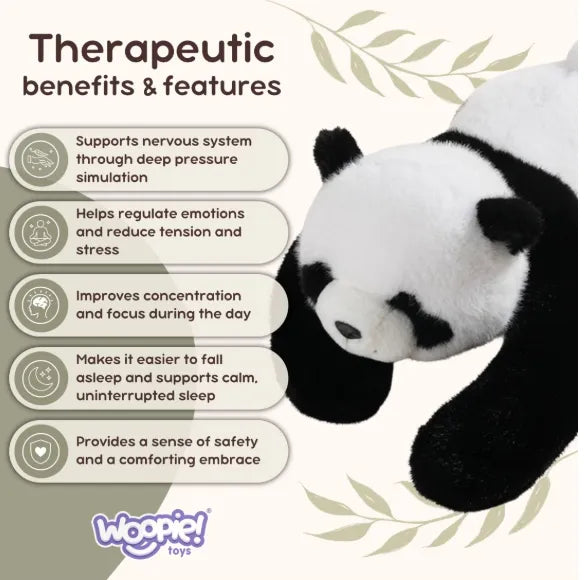 WOOPIE sensorinė sverianti panda – 1000 g, 65 cm.