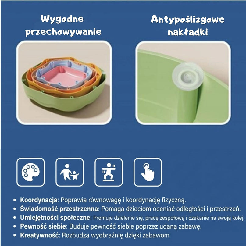 WOOPIE sensoriniai balansavimo akmenys su tekstūromis, 3+