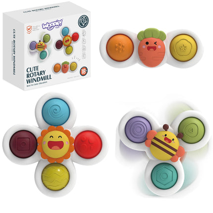 WOOPIE „Sensory Spinners“ – 3 suktukų rinkinys su siurbtukais, 18+ mėn.