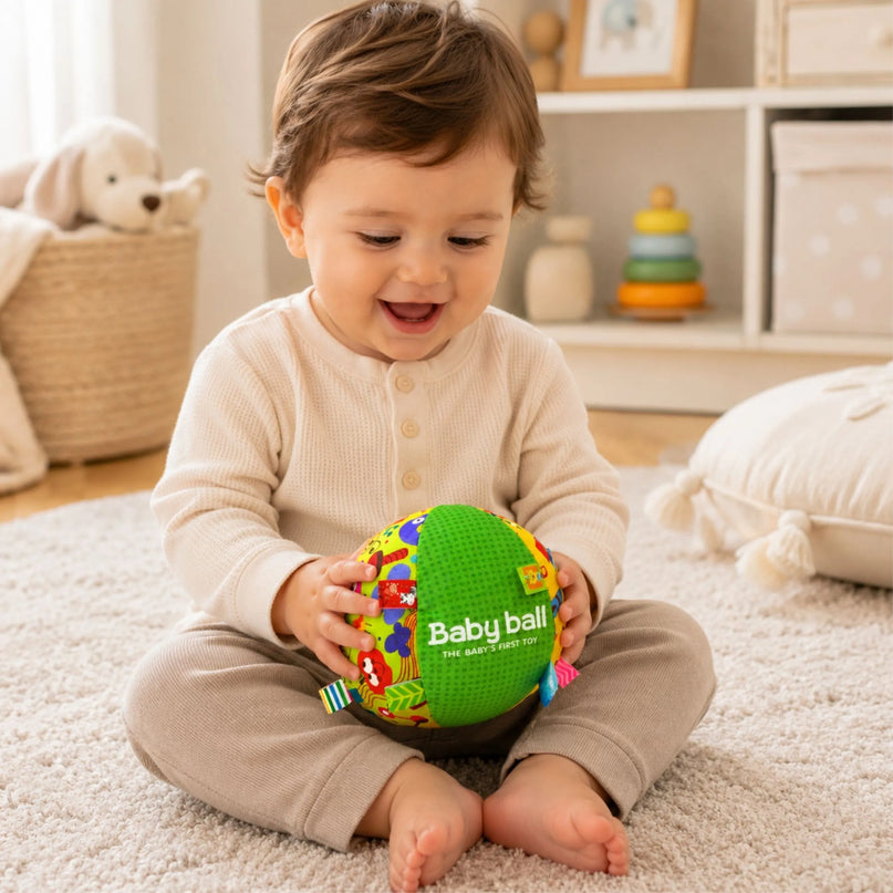 WOOPIE „Soft Sensory Ball“ – minkštas sensorinis kamuoliukas kūdikiams, 3+ mėn.