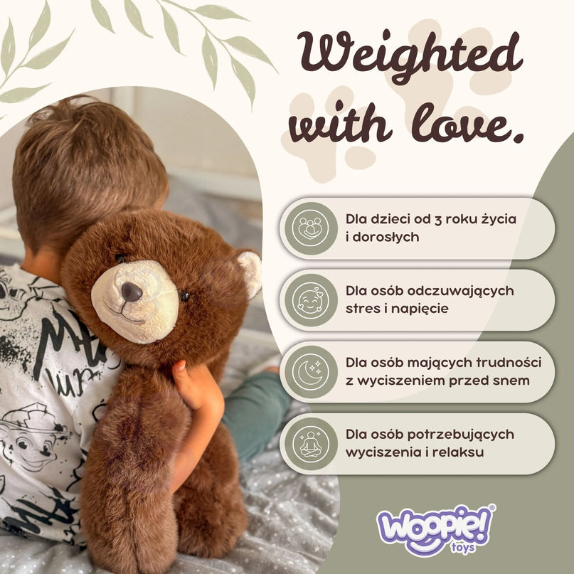 WOOPIE sunkusis meškiukas 2,5 kg – sensorinis apsunkintas pliušinis žaislas