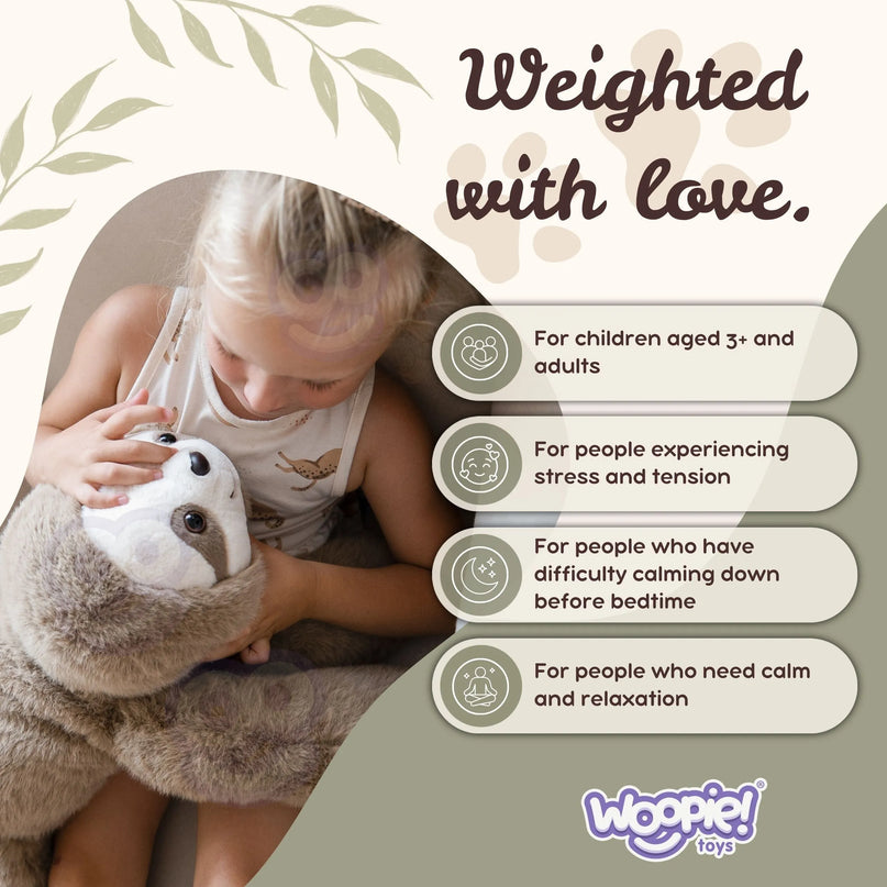 WOOPIE sunkusis tinginys 1,5 kg – sensorinis apsunkintas pliušinis žaislas