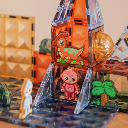 Woopie šviečiančios magnetinės kaladėlės „Dinozaurų karalystė 3D“ (124 el.)