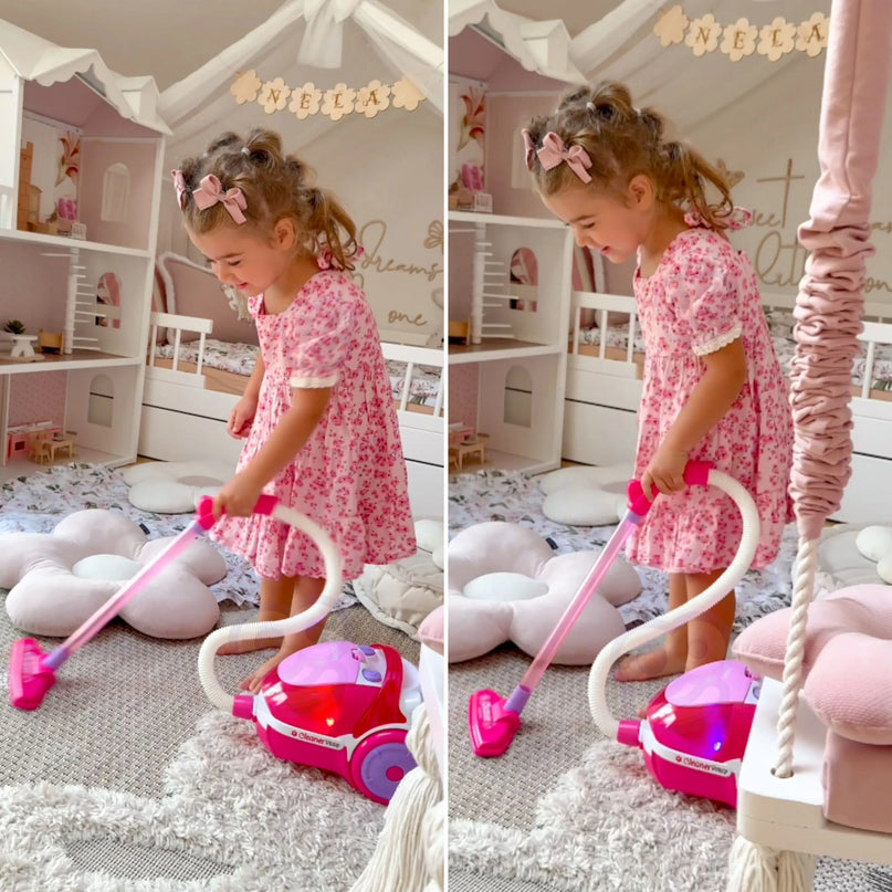 „WOOPIE“ vaikiškas dulkių siurblys su siurbimo funkcija (rožinis)
