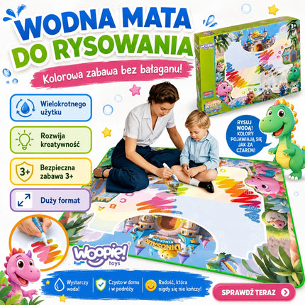 Woopie vandens piešimo kilimėlis „Dinozaurai ir pilis“ (60 × 80 cm)