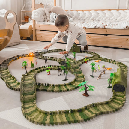 WOOPIE XXL 240 dalių dinozaurų trasa su elektrine mašina
