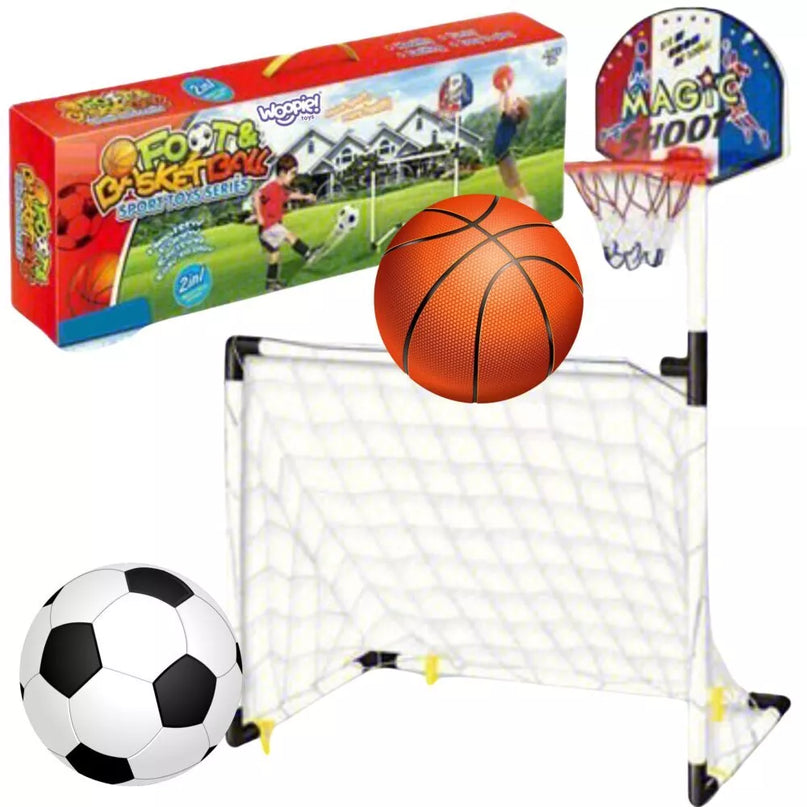2in1 rinkinys krepšinio futbolo įvartis + kamuoliai