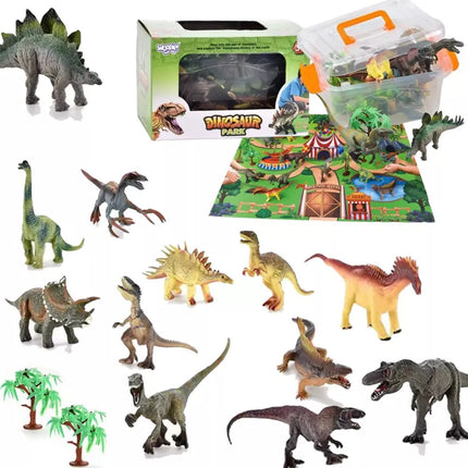 Dinozaurų parko figūrėlės + Kilimėlis ir Priedai 23 vnt