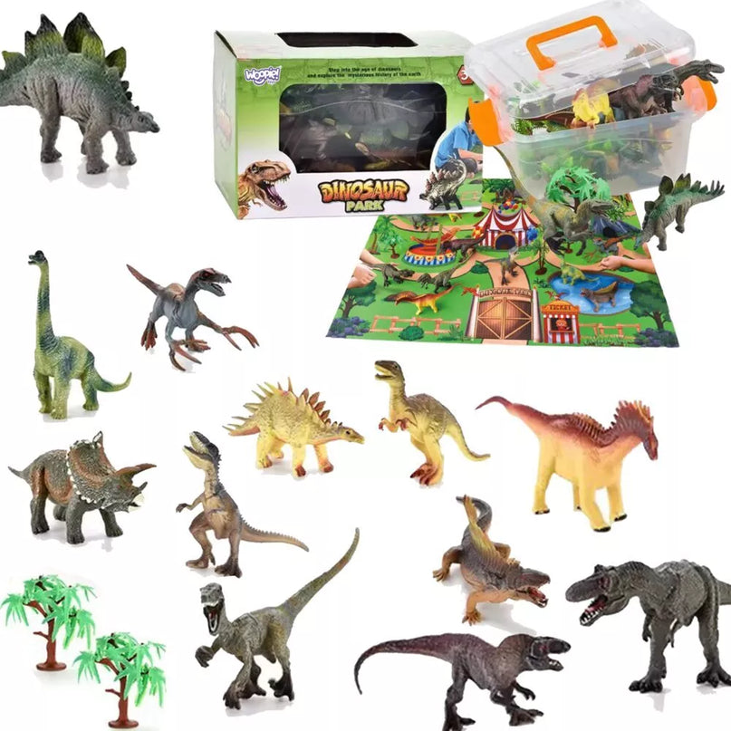 Dinozaurų parko figūrėlės + Kilimėlis ir Priedai 23 vnt