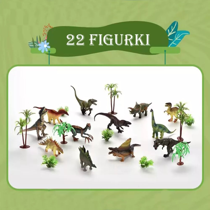 Dinozaurų parko figūrėlės + Kilimėlis ir Priedai 23 vnt
