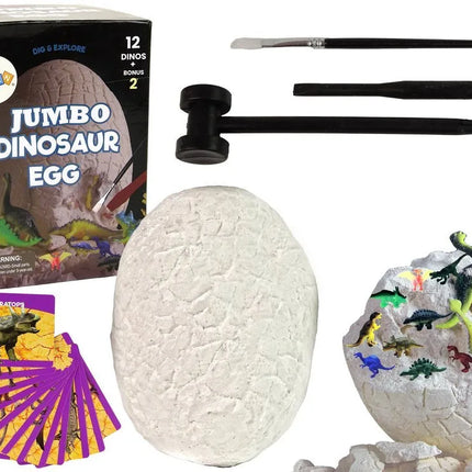 XXL archeologinis dinozaurų kiaušinis su įrankiais ir kortelėmis