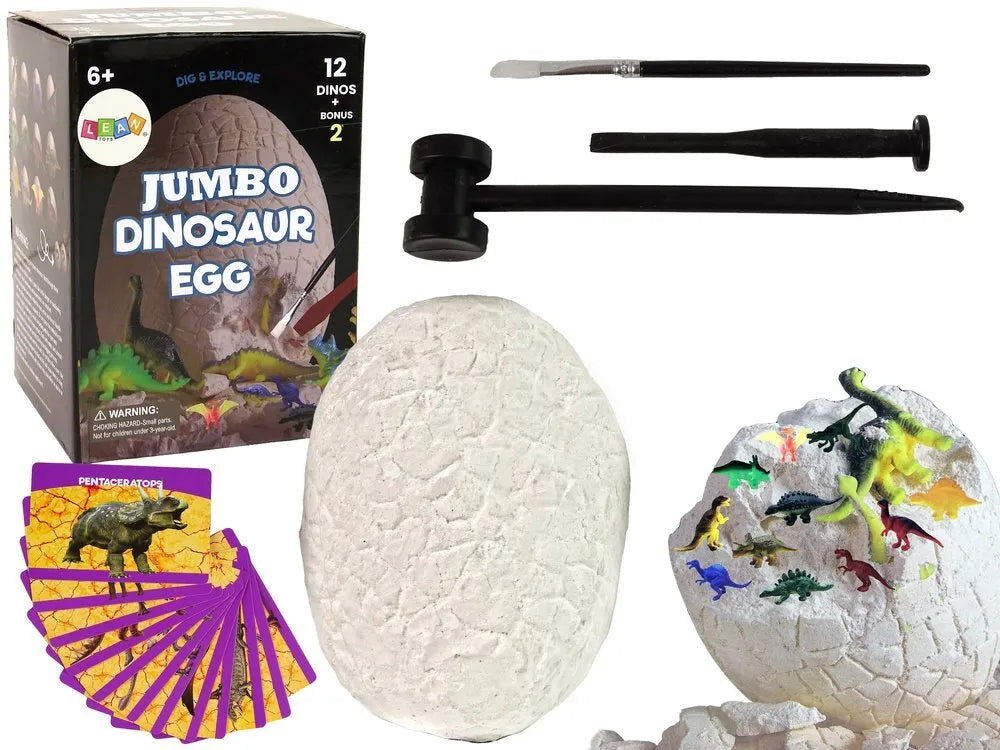 XXL archeologinis dinozaurų kiaušinis su įrankiais ir kortelėmis
