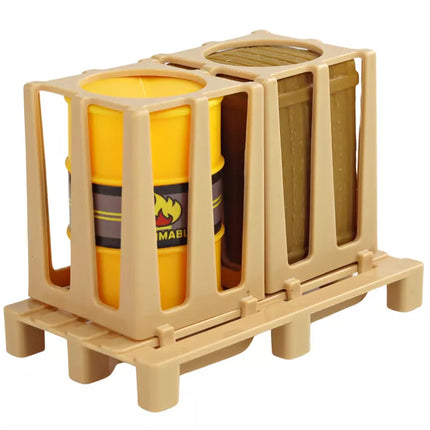 Geltonas šakinis krautuvas su kroviniu