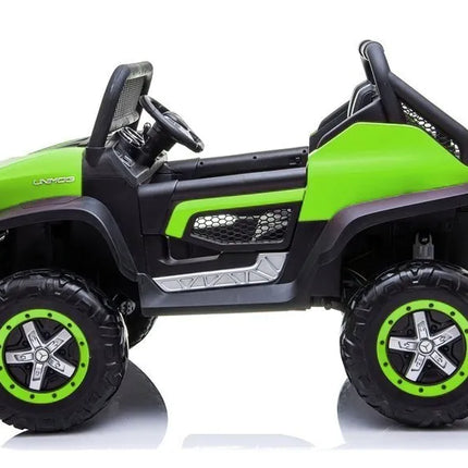 Žalias elektrinis Mercedes Unimog 4×4 vaikams