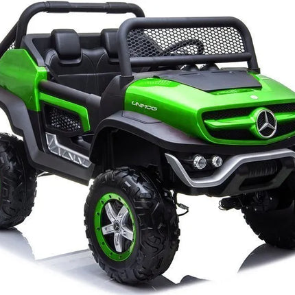 Žalias elektrinis Mercedes Unimog 4×4 vaikams