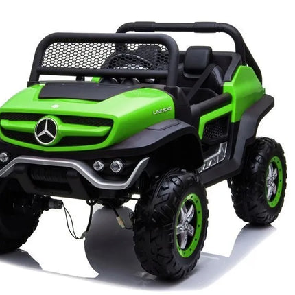 Žalias elektrinis Mercedes Unimog 4×4 vaikams