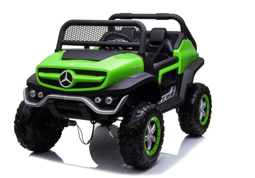 Žalias elektrinis Mercedes Unimog 4×4 vaikams