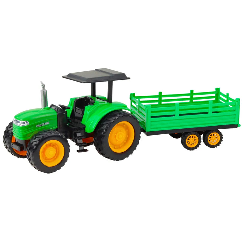 Žalias RC traktorius su priekaba LED